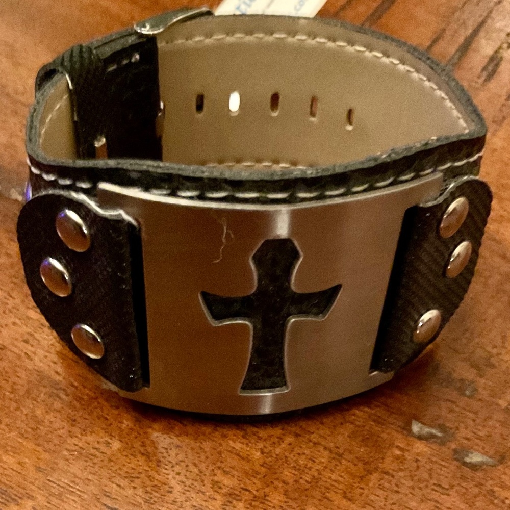 New Black and Silver Trendy Cross Bracelet